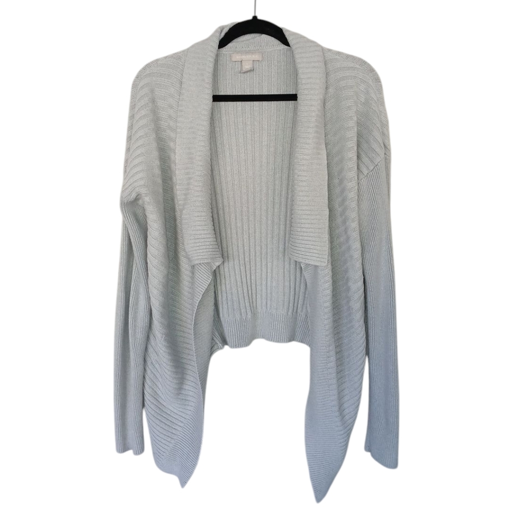 Banana Republic Gray Wool Blend Mixed Rib Open Cardigan Size Large